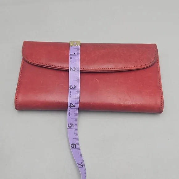 Vintage Coach Wallet Distressed Red Leather Checkbook Holder - Picture 15 of 16